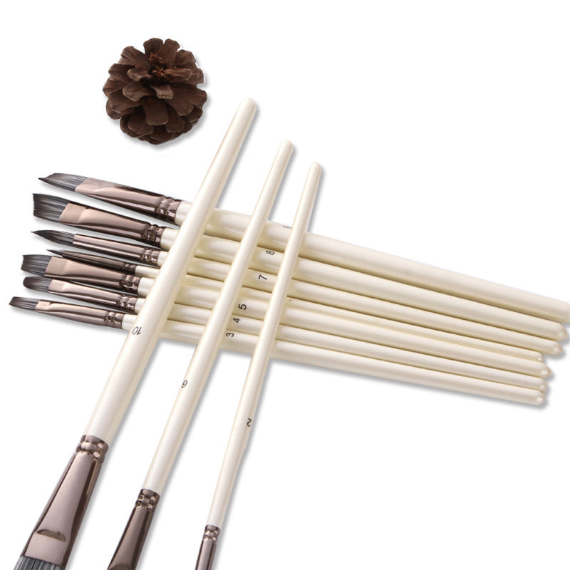 Pearl white watercolor brushes, nylon brushes 10 pieces