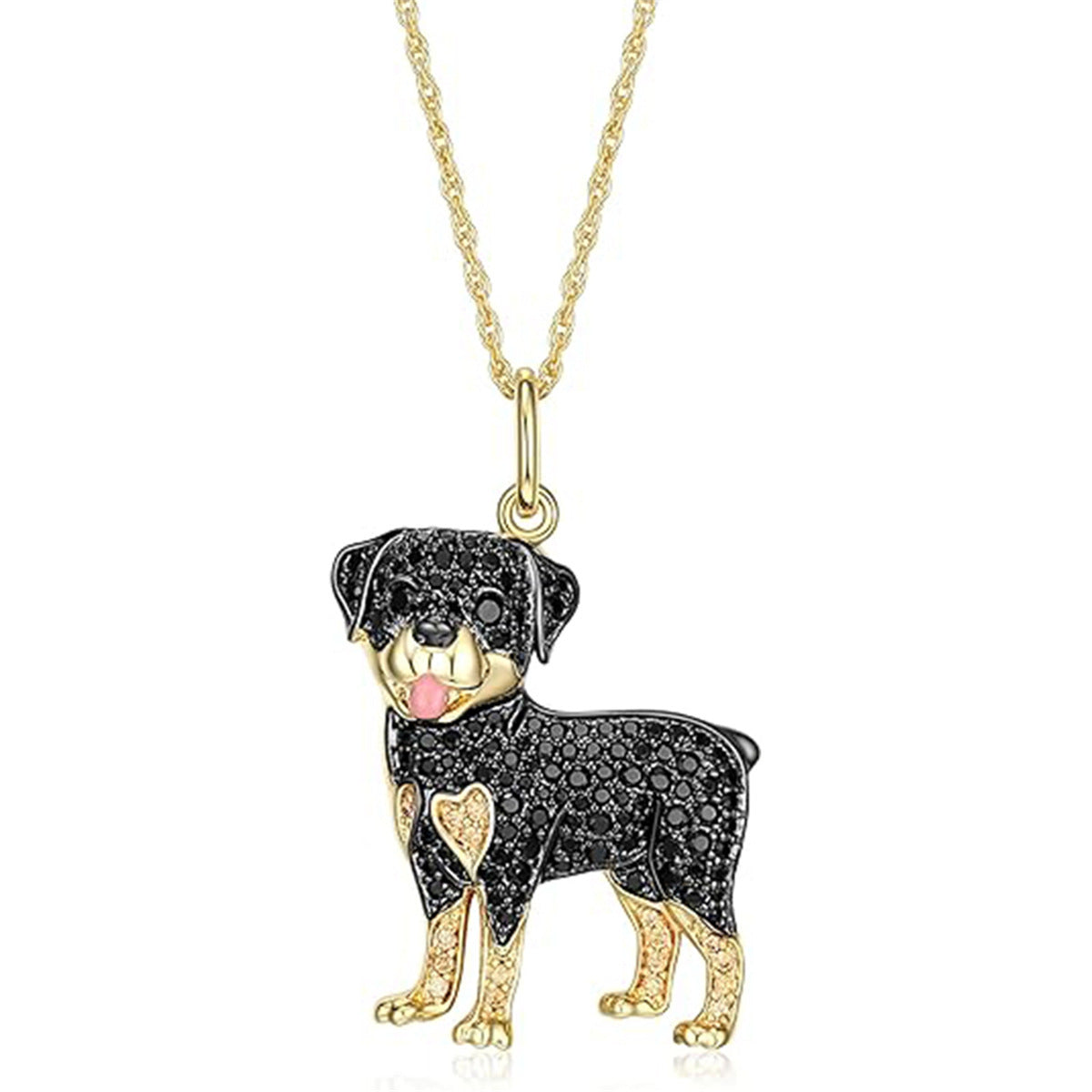 Cute Rottweiler Shaped Pendant Necklace