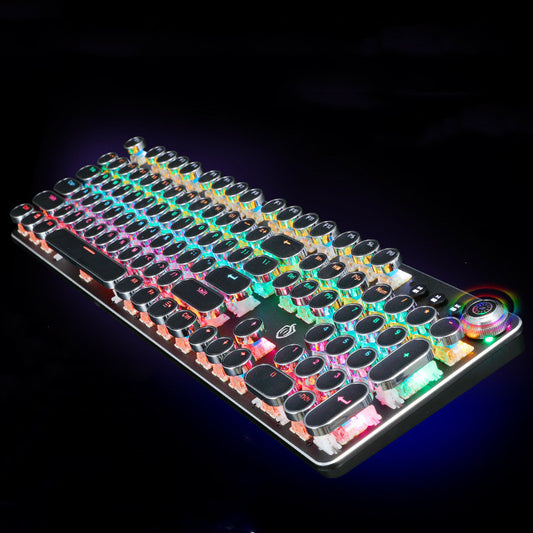 Mechanical keyboard with luminous retro punk electroplating button