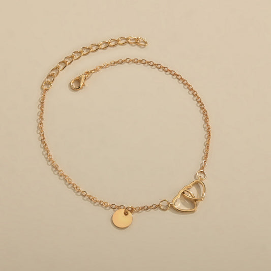 European and American simple copper parts love anklets for women