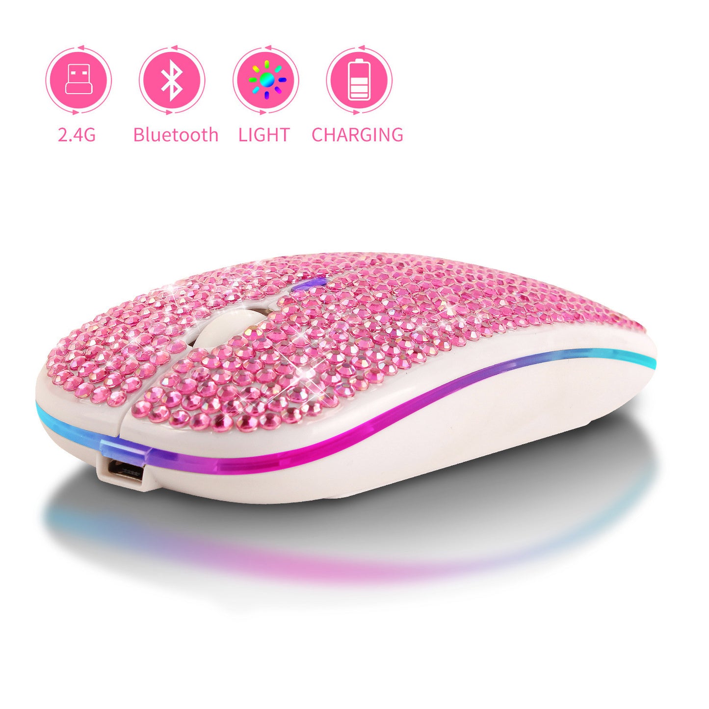 Rechargeable, Mouse with Crystal Rhinestones