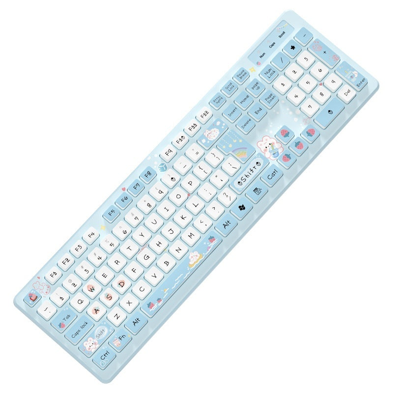 Milk Tea Rabbit Cute Chocolate Wired Keyboard