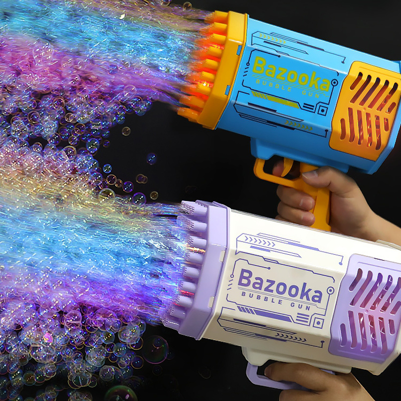 Soap Bubble Gun Rocket 69 Holes Automatic Blower with Light