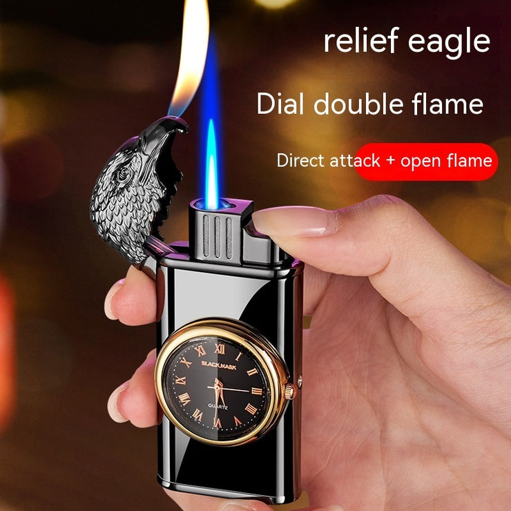 Eagle Head With Watch Plate Double Fire Gas Lighters