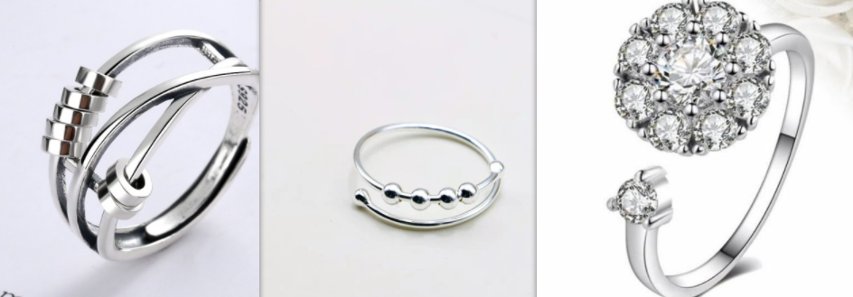 Women's S925 Sterling Silver Turnable Decompression Ring