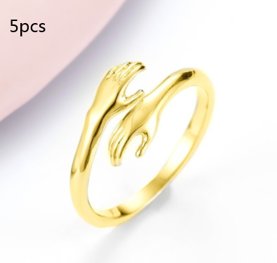 Alloy Simple Hands Hug Ring Opening Adjustable Jewelry