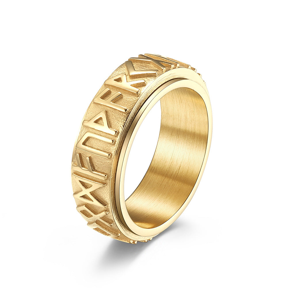 Viking Script Stainless Steel Swivel Ring