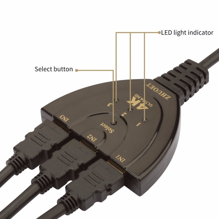 3 Port 4K HDMI 2,0 Kabel Auto Splitter Switcher HDMI-kompatibel