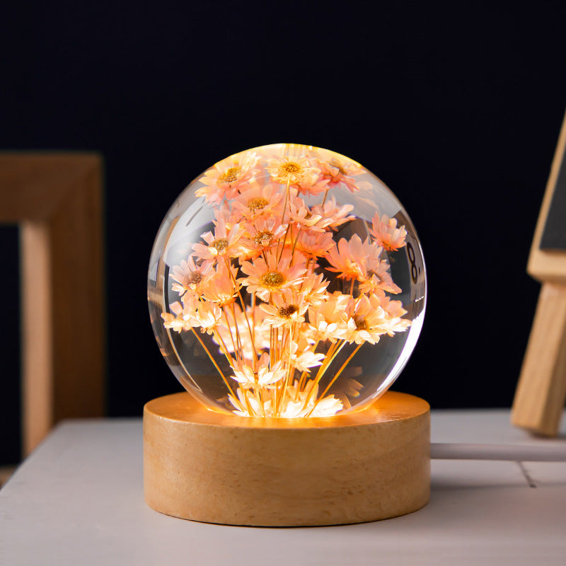 Dandelion Crystal Ball Glowing Night Light Eternal Flower