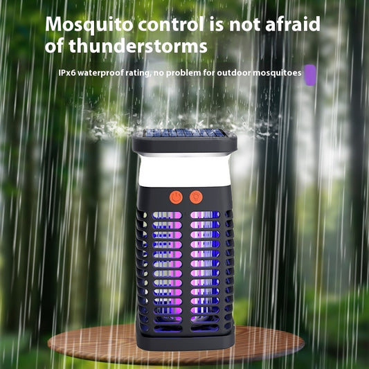 Solar Outdoor Waterproof Uv Purple Light Electric Shock Mosquito Killer Lamp