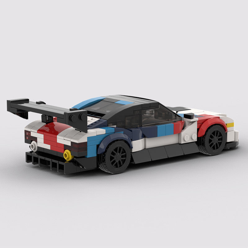 MOC building blocks compatible with M4GT3 racing car that boys assemble