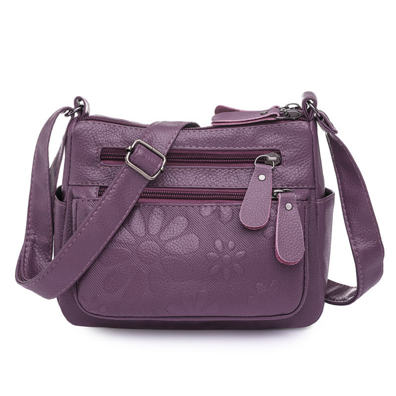 Large capacity soft leather shoulder bag