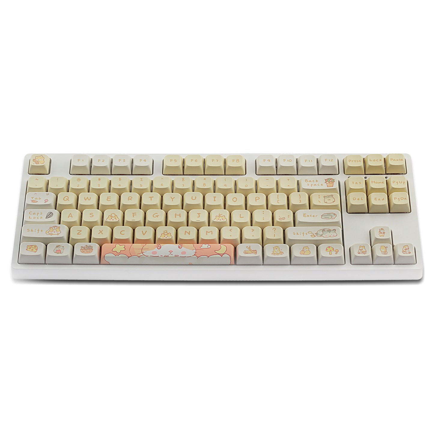 Mechanical Keyboard Keycaps Custard Cute Fit 68 75 98 100 Column Key Cap