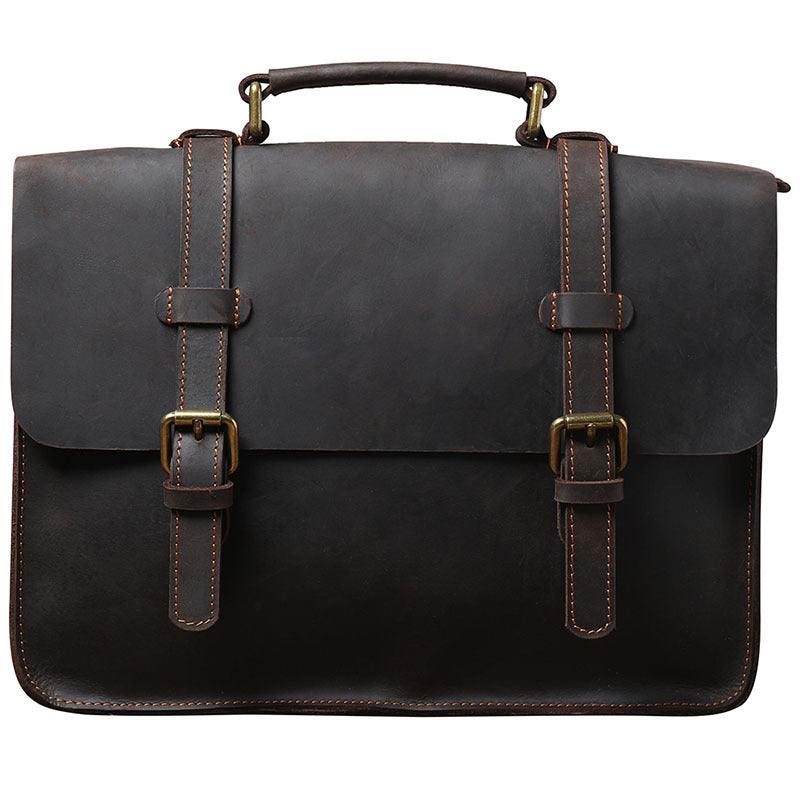 Simple cowhide briefcase men and women shoulder bag backpack