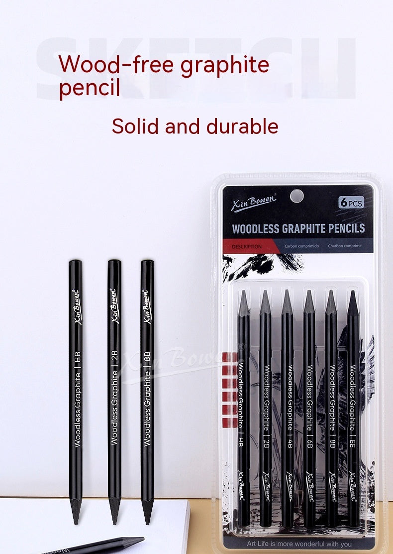 Wood-free Graphite Full Lead Sketching Pencil 6 PCs Suit For Art