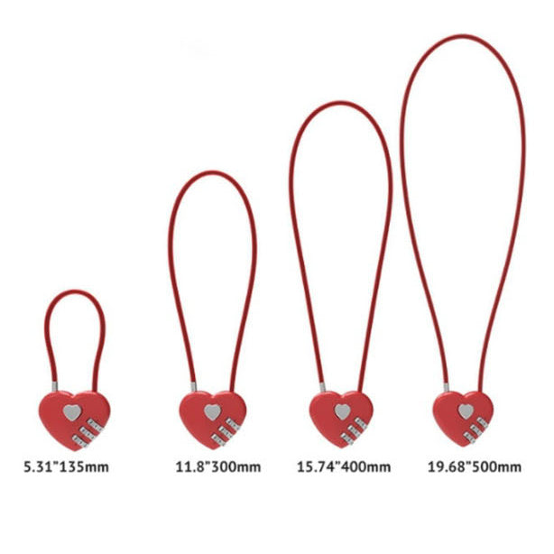 Peach Heart Long Wire Rope Love Lock