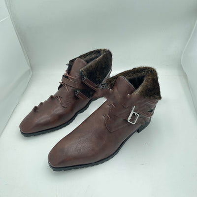 Herrenstiefel mit rundem Kopf, Schnürung vorne und Wollmund, niedriger Schnitt, britischer Stil, klobiger Absatz