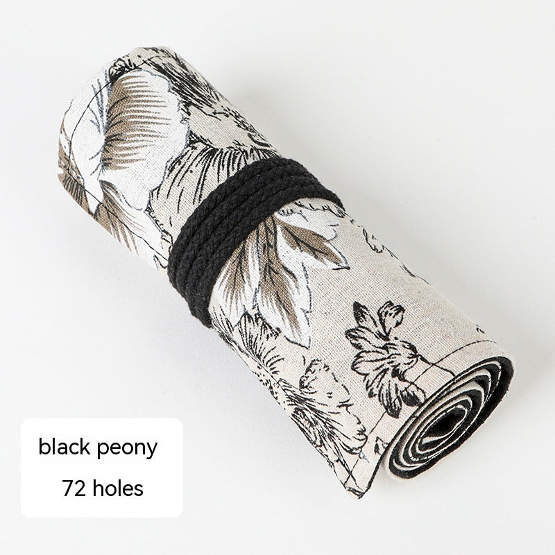 Japanese Printed Canvas High-capacity Rolling Pencil Case