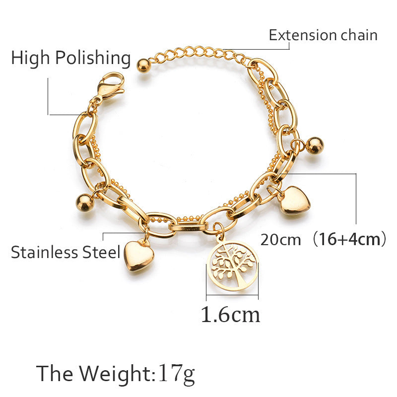 Ladies Golden Tree Of Life Double Bracelet