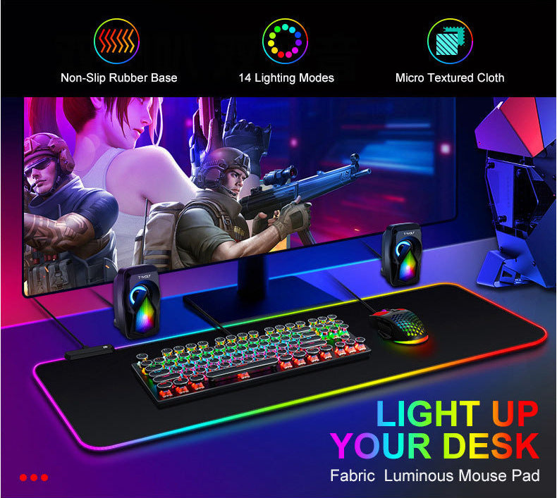 Luminous RGB Mouse Pad Colorful Game Large Size Thickened Non-slip