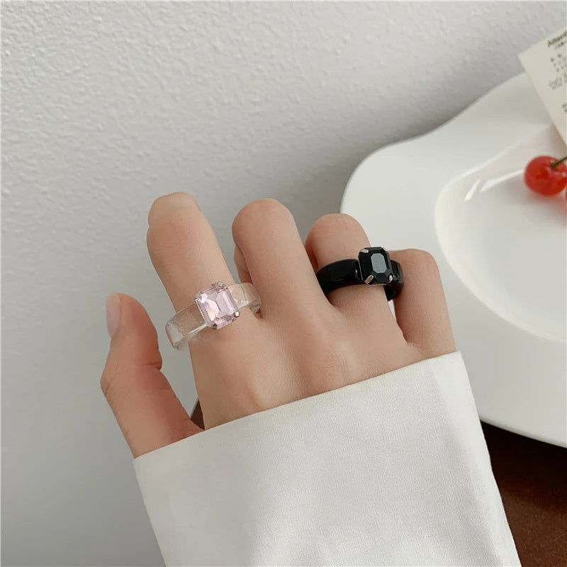 Design Transparent Acrylic Gem Resin Candy Color Jelly Ring