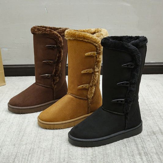 Cotton shoes thickened mid-top snow deep middle tube leather boots