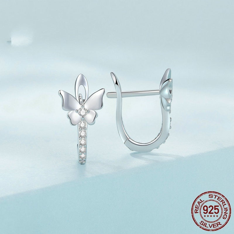 S925 Sterling Silver White Gold Plated Mori Style Ear Clip