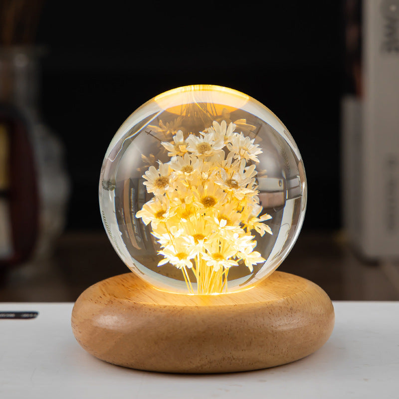 Dandelion Crystal Ball Glowing Night Light Eternal Flower