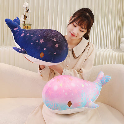 Cute Cartoon Chubby Doodle Soft And Adorable Dream Starry Sky Colorful Whale Plush Doll Pillow