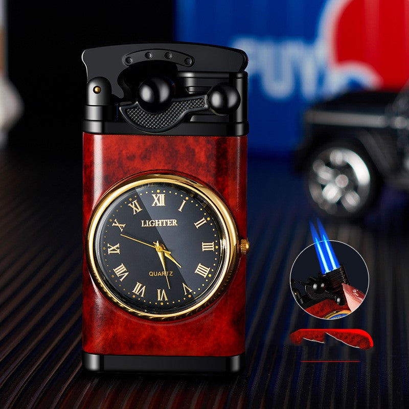 Clock Rocker Direct-through Double-fire Blue Flame Lighter