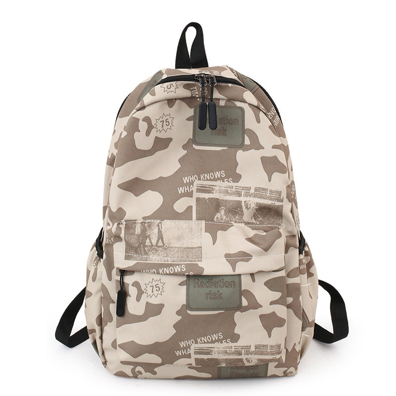 Large canvas backpack with graffiti print