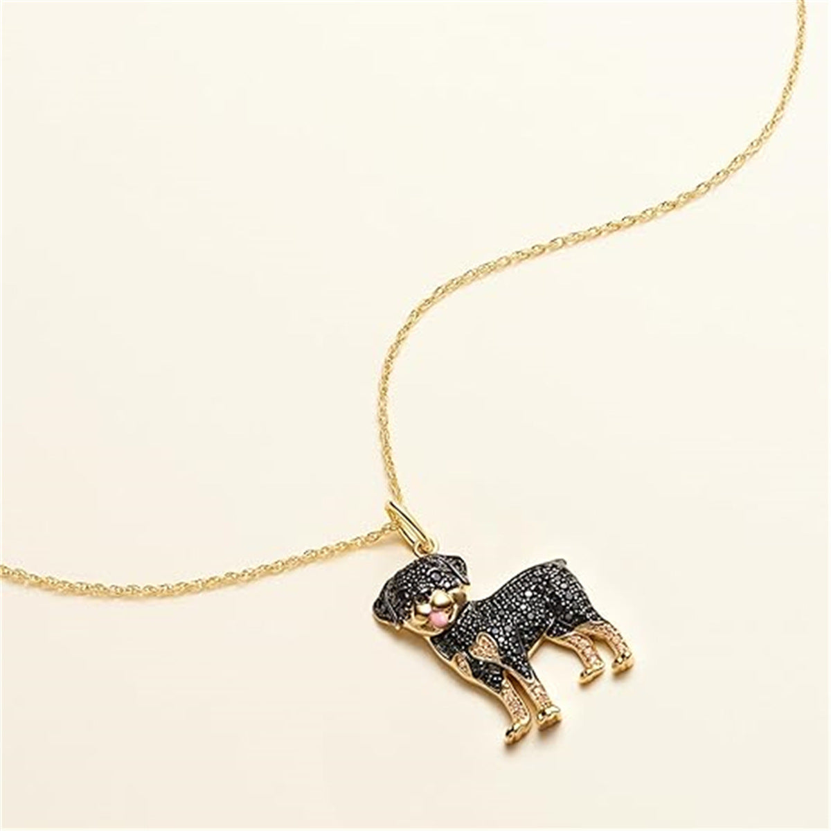 Cute Rottweiler Shaped Pendant Necklace