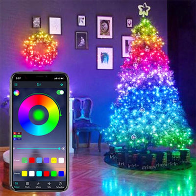 USB Smart Bluetooth LED Kupferdraht Lichterkette App Steuerung Weihnachtsbaum Dekor Neujahr Lichterkette Girlande Weihnachtsdekoration