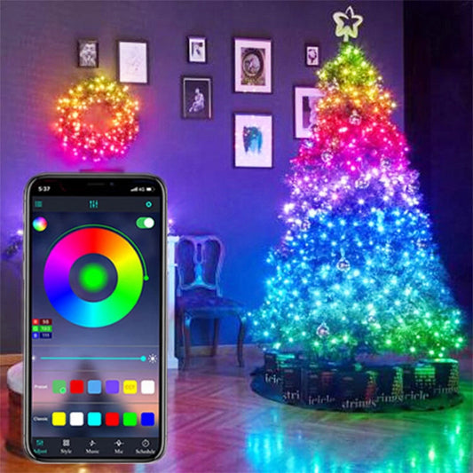 USB Smart Bluetooth LED Copper Wire Fairy Lights App Control Christmas Tree