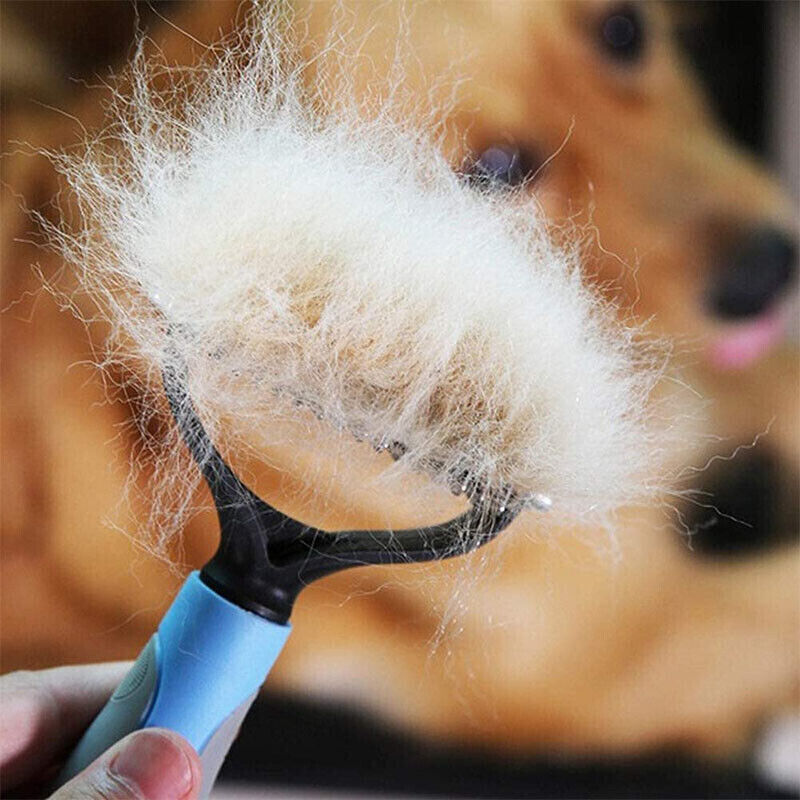 Pet Grooming Brush, Double-Sided Detangling and Deshedding Rake