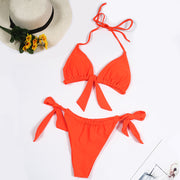 Bikini Mehrfarbigen Halter Neck Tie Große Brüste