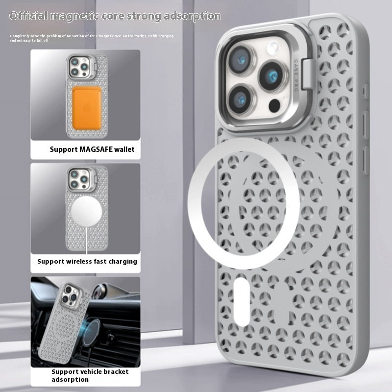 Heat dissipation Magnetic Suction lens Bracket Breathable Phone case