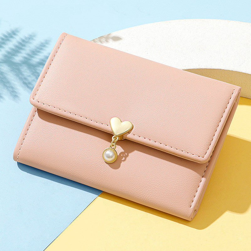 Mini Damen niedlich Tri-Fold Love Wallet