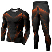 Herren 2-teiliger Trainingsanzug Kompressionskleidung Laufsport Winter Langarmhose