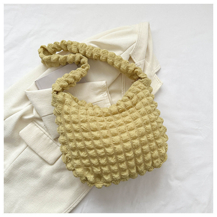 Niche pleated clouds Cute simple soft trendy western style underarm commuter bag