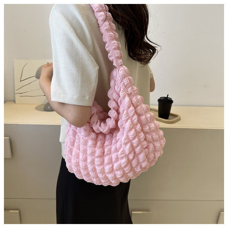 Niche pleated clouds Cute simple soft trendy western style underarm commuter bag