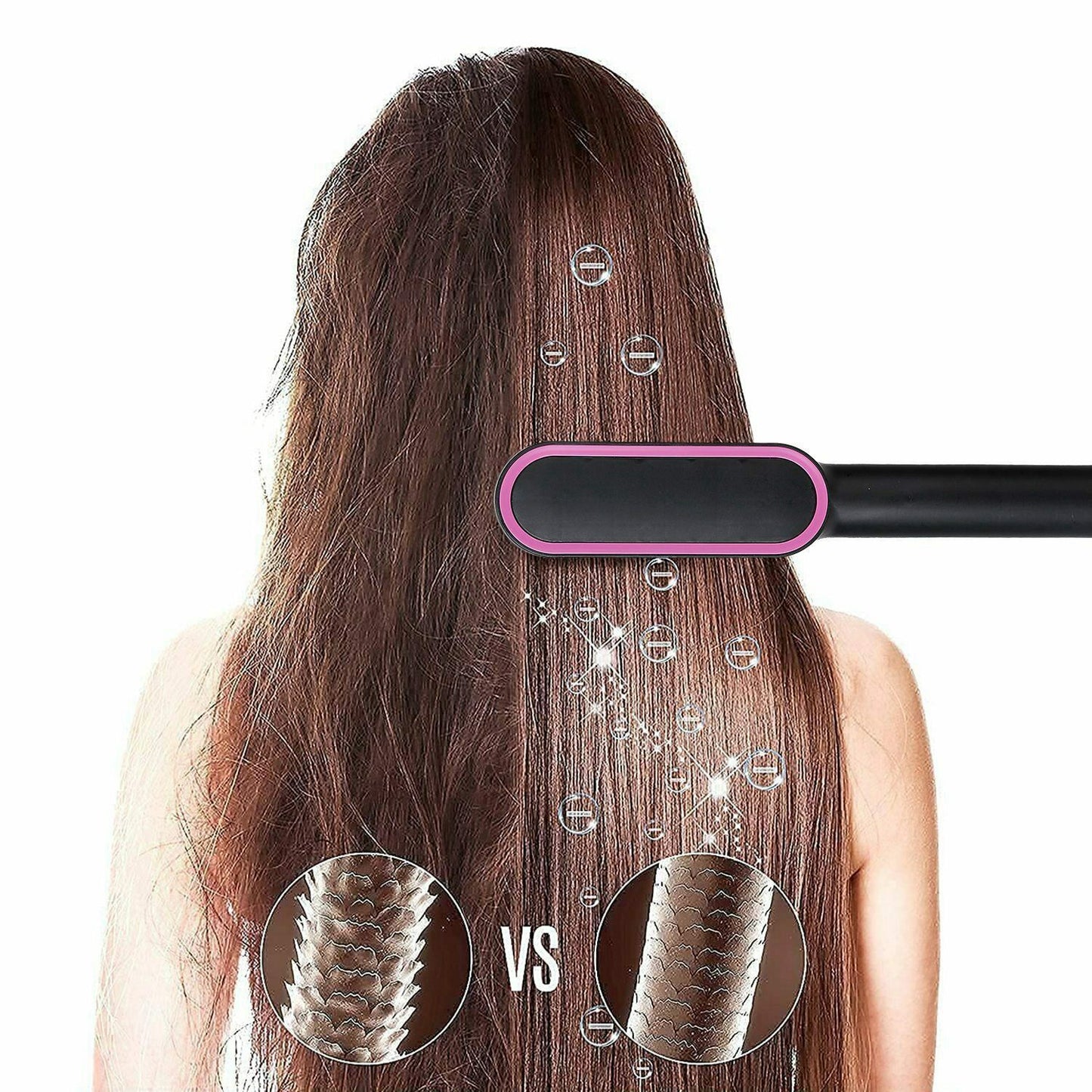 Elektrische 2-in-1-Haarglättungsbürste, Warmkamm-Einstellung, Hitze-Styling-Lockenwickler, Anti-Verbrühungs-Kamm, 2-in-1-Styling-Werkzeug für langanhaltende Locken und glattes Haar