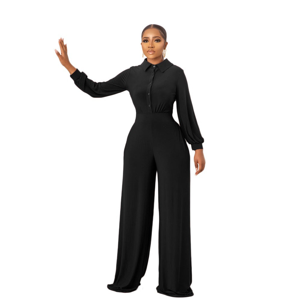 Europe And America Solid Color Casual Women's Jumpsuit