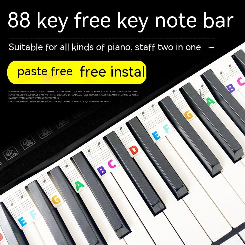 Piano Note Bar Keyboard Stickers 88 Key Staff White Card