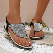 Neu Strass Shell Flip-Flops Sandalen Sommer Strand Schuhe Für Frauen Mode Lässig Niedrigen Ferse Flache