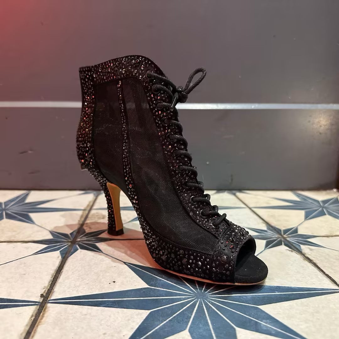 Rhinestone Latin Dance Shoes Mid-high Heel