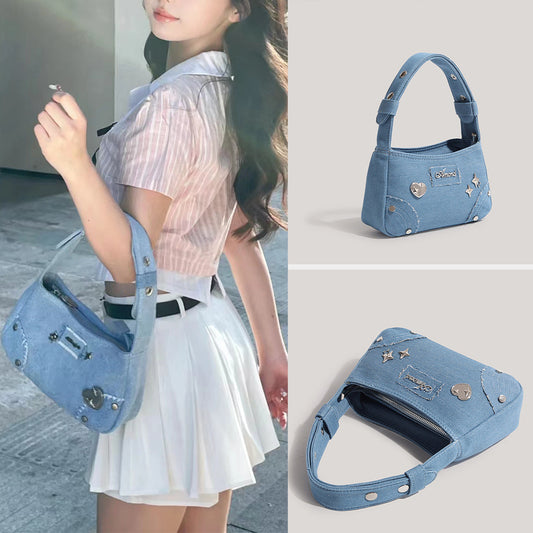 Retro Minority Design Small Handbag Summer New Metal XINGX Denim