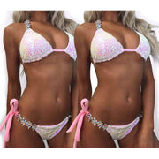 Farbverlauf Pailletten Strass Bikini