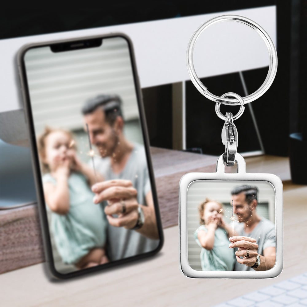 Stainless Steel Photo Customized Keychain Creative Gift