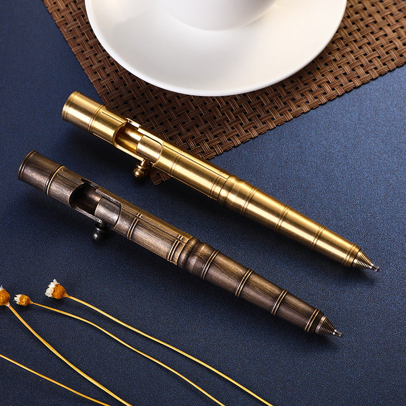 Retro Pure Copper Bolt Type Metal Tactical Pen